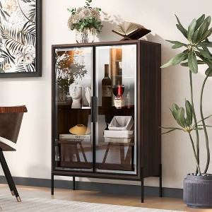 KTMBDW Freestanding Locker Display Cabinets with 2 Glass Doors & 4-Tier Adjustable Shelves, Modern Accent Cabinets for Home Office, Living Room - 1 of 4
