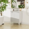 ROOMTEC 24 in. Bathroom Vanity with Ceramic Sink, Mid-Century Cabinet with 2 Soft-Close Doors, Freestanding, Wood Grain Laminate, Walnut - 3 of 4