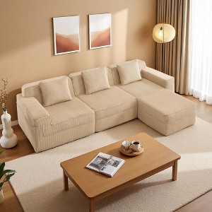 Modular 3-Seater L-Shaped Sectional Sofa, Cloud Couch, 1 Ottoman - 1 of 4