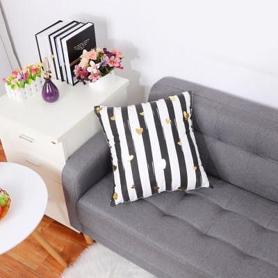 1 Pc 18" x 18" Polyester Blend Soft Stripe Decorative Pillow Cover Black Stripe  - PiccoCasa