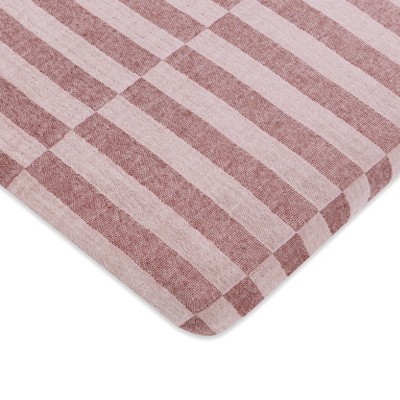 Babyletto Muslin All-Stages Midi Crib Sheet, GOTS Certified Organic Cotton - Maroon Stripe
