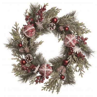 Transpac Artificial Brown Christmas Snowflakes and Berries Wreath