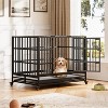 Heavy-Duty Mobile Dog Cage with Locking Wheels, Durable Stainless Steel Kennel Cage, with Double Doors, Removable Tray, Casters, Foldable Design - 3 of 4