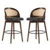Modern Rattan Swivel Bar Stools Set of 2, Counter Height Bar Stools with Wood Legs for Kitchen Island or Home Bar – The Pop Home - 3 of 4