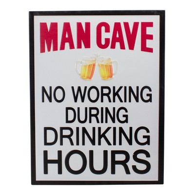 Northlight 18.5" White and Black Framed "Man Cave" Metal Sign Wall Decor