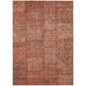 Salmon Copper And Gray Patchwork Washable Indoor Outdoor Area Rug - 1 of 4