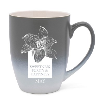 Elanze Designs Sweetness Purity And Happiness Two Toned Ombre Matte Gray and White 12 ounce Ceramic Stoneware Coffee Cup Mug