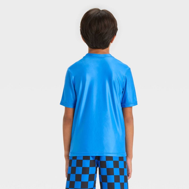 Boys&#39; Sonic the Hedgehog Short Sleeve Fictitious Character Rash Guard Swimsuit Top - Blue, 2 of 4