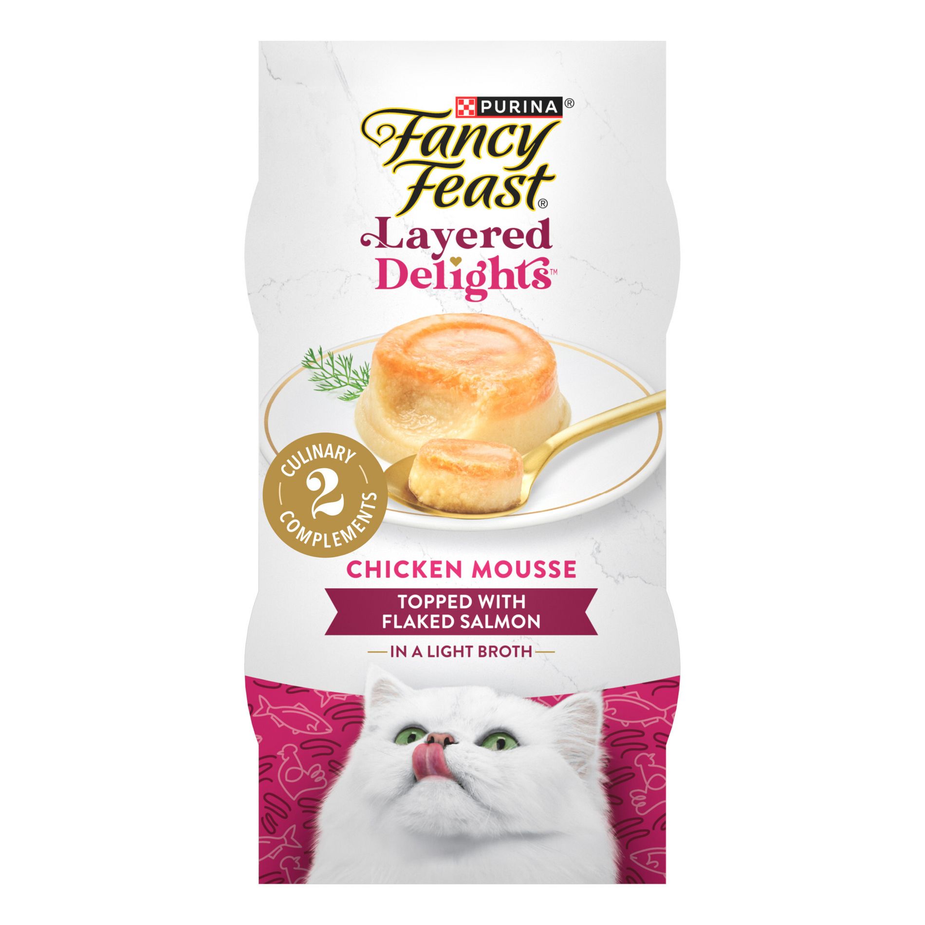 Fancy Feast Layered Delights Chicken Mousse Topped With Flaked Salmon Gourmet Wet Cat Treats - 2.54oz/2pk