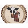 Earth Rugs Winter Cow Round Trivet – 10" Holiday Cow Print on Braided Natural Jute Table Mat - 2 of 3