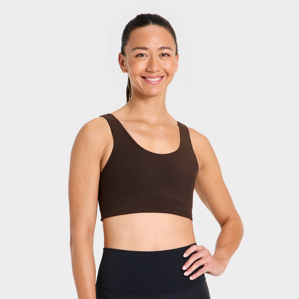 Women's Everyday Soft Medium Support Longline Sports Bra - All In Motion™ Mahogany Brown M