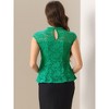 INSPIRE CHIC Women's Mock Neck Cap Sleeve Crochet Lace Peplum Blouse - 4 of 4