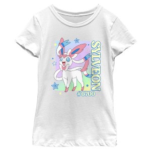 Girl's Pokemon Colorful Sylveon Stars T-Shirt - 1 of 4