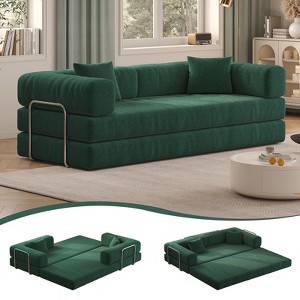 PAGED Compression Sofa Floor-Standing Sofa Bed Convertible Pudding Block Sofa with L-Type Armrest Backrest Design for Living Room - 1 of 4
