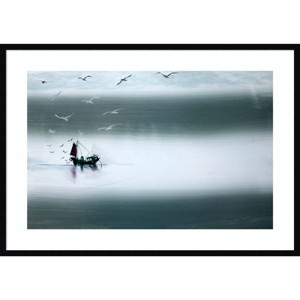 41" x 29" Night Fishing by Paul Powis Wood Framed Wall Art Print - Amanti Art: Giclee, Acrylic, Hardwood - 1 of 4