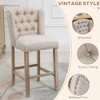 Aghana Digitals 2-Piece Beige Counter Stools, 27" Upholstered Farmhouse Barstools with Tufted Back, - 4 of 4