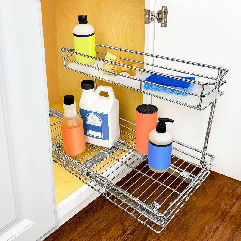 Link Professional 11.5" x 18" Slide Out Under Sink Cabinet Organizer - Pull Out Two Tier Sliding Shelf, 3 of 8