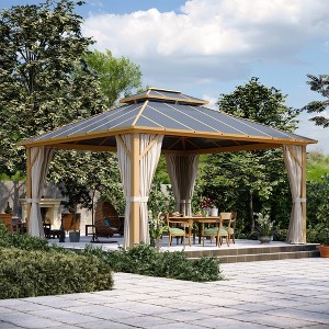 EROMMY 12x14ft Hardtop Gazebo  with Double Aluminum Composite Roof for Patio - 1 of 4