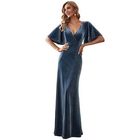 Dusty Navy Plus Size Velvet Party Dress Ep00861 20 Target