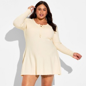 Women's Long Sleeve Keyhole Mini Sweater Dress - Wild Fable™ - 1 of 3
