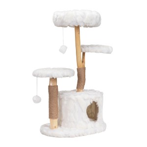 Gulches White Cat Tree Cat Toys Tower with 2 Scratching Balls, Natural Branch Design, and Indoor Cat Furniture - 1 of 4