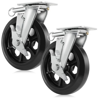 GypTool Heavy Duty Swivel Caster Wheel 8" x 2" - 500 lb Capacity - Set of 2 Wheels