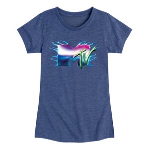 Girls' - MTV - Logo Liquid Metal Fitted Short Sleeve Graphic T-Shirt - 1 of 4