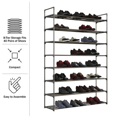 Hastings Home 8-Tier Stackable Metal and Plastic Shoe Rack