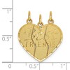 Black Bow Jewelry 14k Yellow Gold Best Friends Heart Set of 3 Charm or Pendants, 21mm - 3 of 4