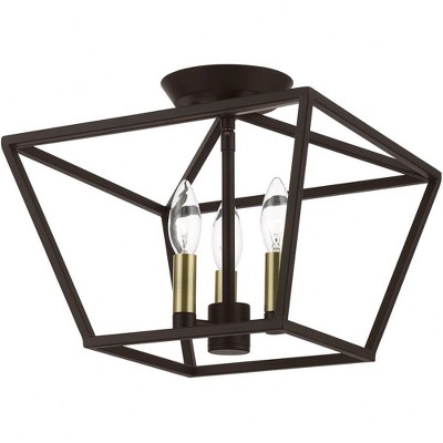Casual Vibe Bronze & Antique Brass 3-Light Semi-Flush Mount