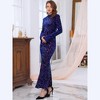 INSPIRE CHIC Women's Sequined Maxi Velvet Crewneck Long Sleeve Cocktail Evening Bodycon Dress - 2 of 4