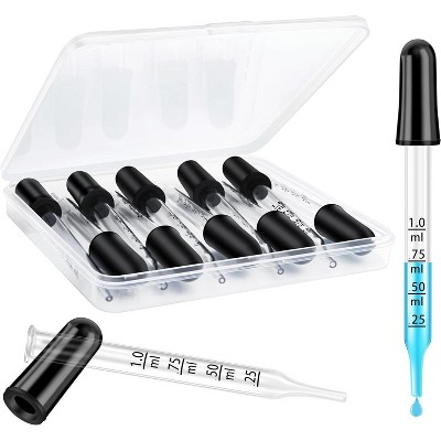 10 Pack Glass Eye Dropper 1ml Pipette Dropper for Essential Oil, Crafts, Skincare,