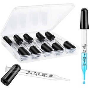 10 Pack Glass Eye Dropper 1ml Pipette Dropper for Essential Oil, Crafts, Skincare, - 1 of 4