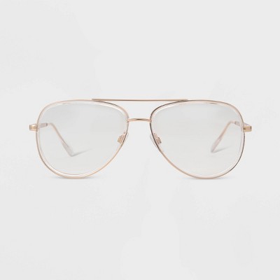 Clear lens aviator clearance gold glasses