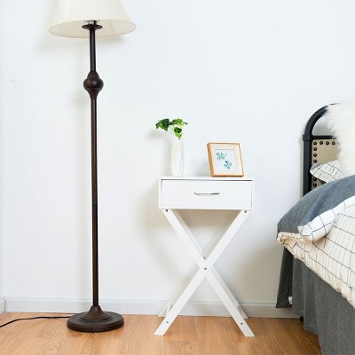 White MDF X-Shape Leg 1-Drawer Nightstand