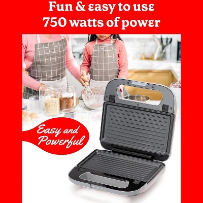 Silver Non-Stick 3-in-1 Indoor Grill, Sandwich & Waffle Maker