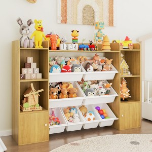 Kids Toy Storage Organizer with 8 Removable Toy Bins, 4-Tier Toy Organizers Kid Bookshelf and Toy Storage for Study Room,Medium - 1 of 4