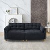 TiramisuBest French retro cloud fabric double-seat creamy style straight-line sofa for the living room., Modular Sectional Sofa with Storage - 2 of 4