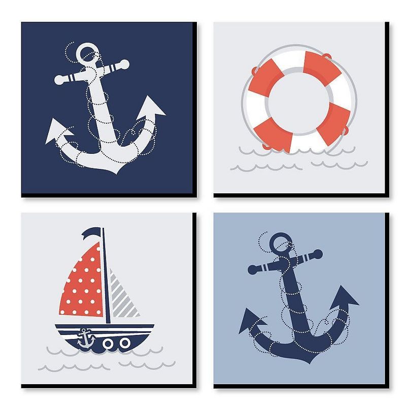 Big Dot of Happiness Ahoy - Nautical - Kids Room, Nursery Decor and Home Decor - 11 x 11 inches Kids Wall Art - Set of 4 Prints, 1 of 9