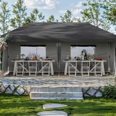 GustoWave 10'x20' Portable Pop-Up Canopy Tent with 4 Sidewalls for Outdoor Events, Camping