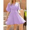 Coolmee Women's Summer Floral Sundress Short Sleeve Wrap V Neck A-Line Midi Dress - 3 of 4