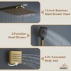 CASAINC 6-Spray Thermostatic Dual Shower Heads 12 Inches Wall Mount Fixed and Handheld Shower Head 6-Jets 2.5 GPM - 3 of 4