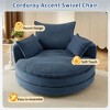 Lyngins Oversized 360° Swivel Accent Chair, Swivel Barrel Chair with Dual-Layer Cushions, Corduroy Upholstered Round Sofa Chair with Pillow Set - 4 of 4