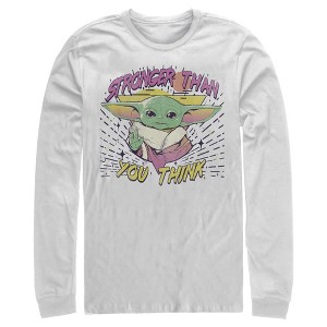 Men's Star Wars The Mandalorian The Child Stronger Than You Think Long Sleeve Shirt - 1 of 4