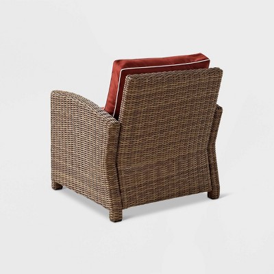 Bradenton Outdoor Wicker Armchair with Red Cushions