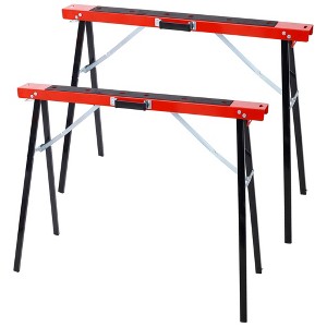 2PCS Saw Horses, Portable Folding Sawhorse Bench, Heavy Duty Sawhorse with Non-slip Work Table Surface & Fast Open Legs, Work Stand Saw Horse - 1 of 4