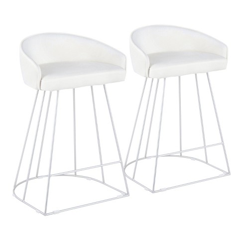 Set Of 2 Canary Counter Height, White Bar Stools No Backs