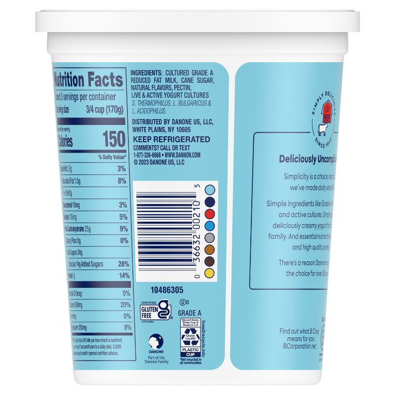 Dannon Low Fat Non-GMO Project Verified Vanilla Yogurt - 32oz Tub, 6 of 10