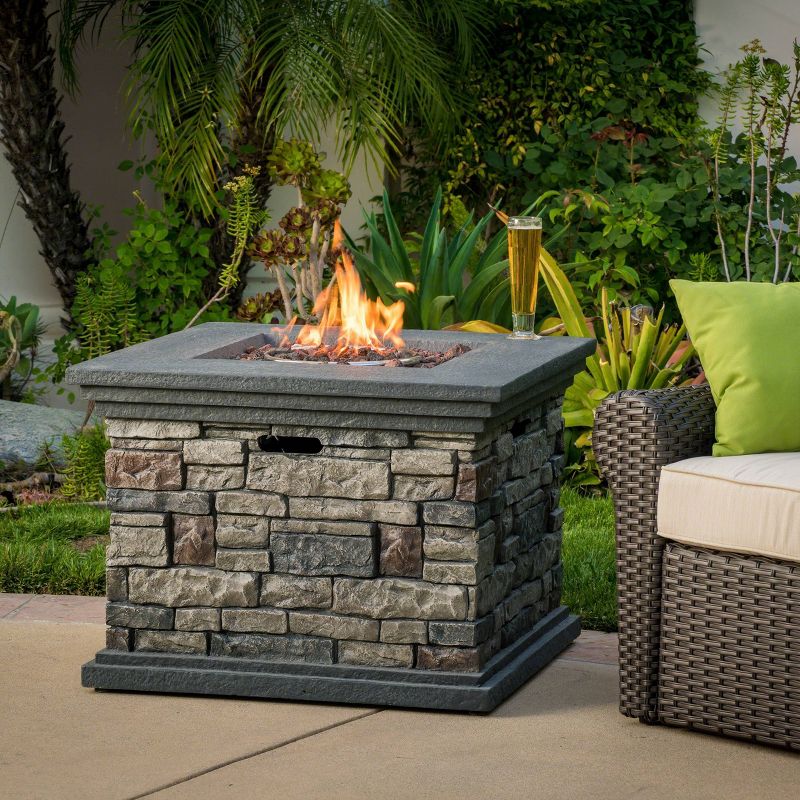 Chesney 32" Magnesium Oxide Gas Fire Pit - Square - Stone Finish - Christopher Knight Home, 3 of 10