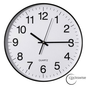 Clockswise Black Analog Clock – Silent, Non-Ticking for Wall, Office Desk, Table and Shelf, Battery-Operated Perfect for Home Office - 1 of 4